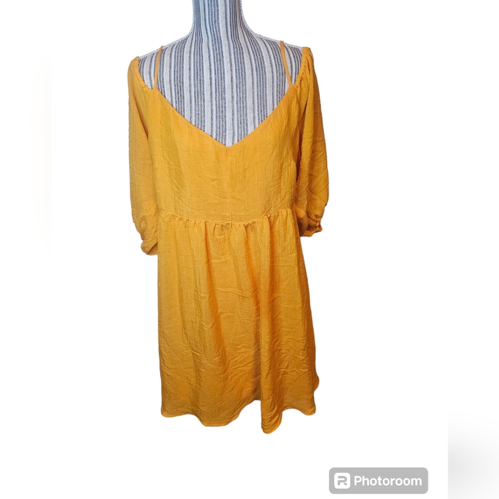 Moulinette Soeurs women's orange v-neck elbow sleeves dress size XL